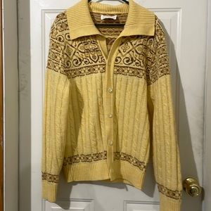Vintage Jantzen yellow wool cardigan. Medium.